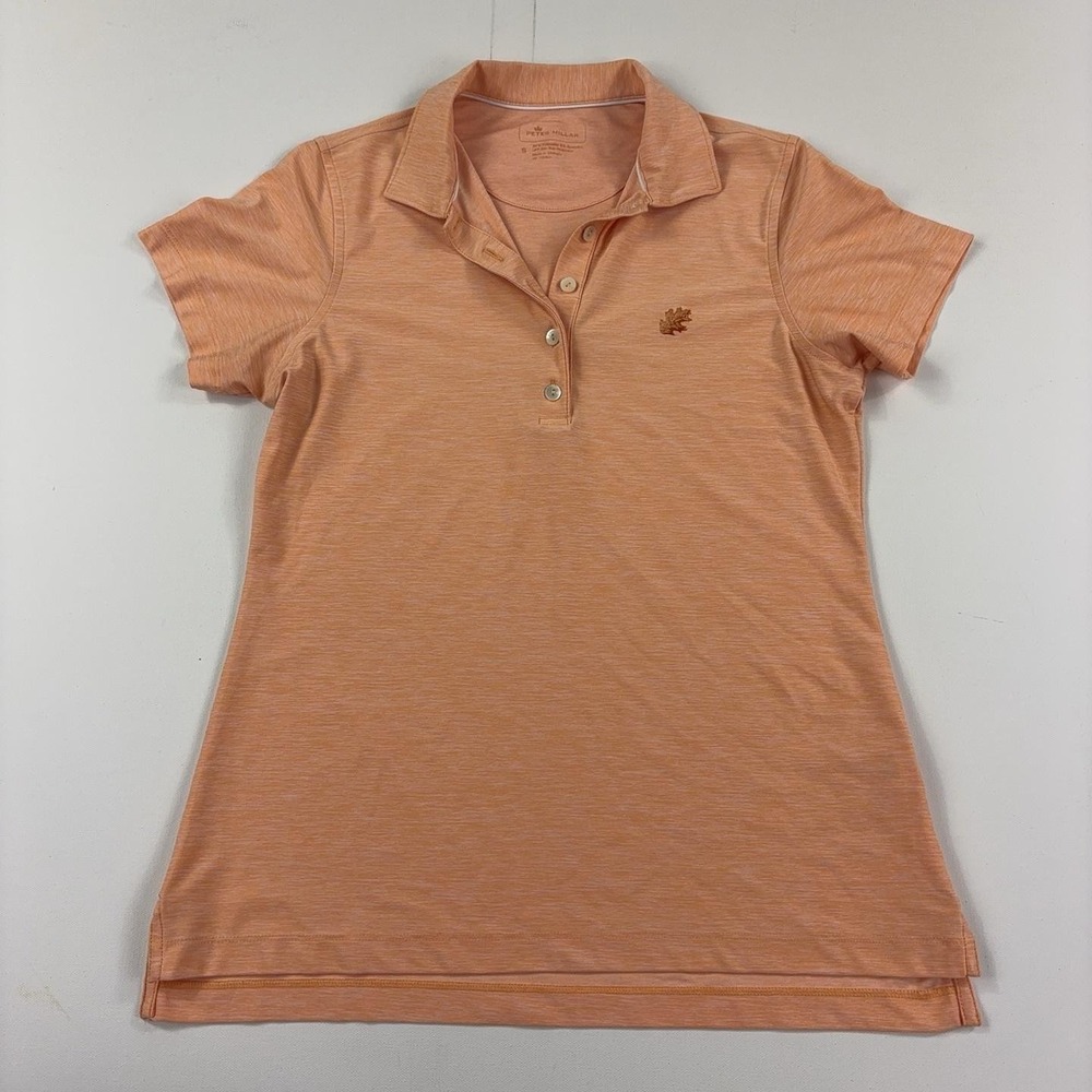 Peter Millar Polo Shirt Womens Small Orange Short Sleeve UPF 50 Golf Stretch